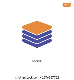2 color Layers concept vector icon. isolated two color Layers vector sign symbol designed with blue and orange colors can be use for web, mobile and logo. eps 10.