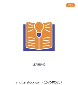 2 color Learning concept vector icon. isolated two color Learning vector sign symbol designed with blue and orange colors can be use for web, mobile and logo. eps 10.