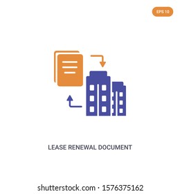 2 color lease renewal document concept vector icon. isolated two color lease renewal document vector sign symbol designed with blue and orange colors can be use for web, mobile and logo. eps 10.