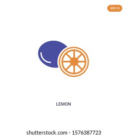 2 color Lemon concept vector icon. isolated two color Lemon vector sign symbol designed with blue and orange colors can be use for web, mobile and logo. eps 10.