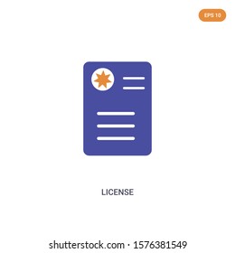 2 color License concept vector icon. isolated two color License vector sign symbol designed with blue and orange colors can be use for web, mobile and logo. eps 10.