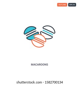 2 color Macaroons concept line vector icon. isolated two colored Macaroons outline icon with blue and red colors can be use for web, mobile. Stroke line eps 10.