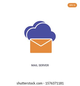 2 color mail server concept vector icon. isolated two color mail server vector sign symbol designed with blue and orange colors can be use for web, mobile and logo. eps 10.
