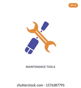 2 color Maintenance tools concept vector icon. isolated two color Maintenance tools vector sign symbol designed with blue and orange colors can be use for web, mobile and logo. eps 10.