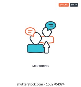2 color Mentoring concept line vector icon. isolated two colored Mentoring outline icon with blue and red colors can be use for web, mobile. Stroke line eps 10.