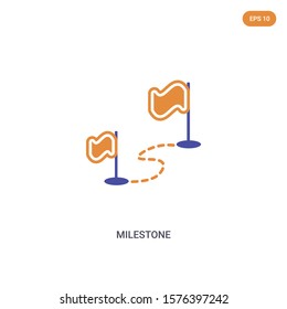 2 Color Milestone Concept Vector Icon. Isolated Two Color Milestone Vector Sign Symbol Designed With Blue And Orange Colors Can Be Use For Web, Mobile And Logo. Eps 10.