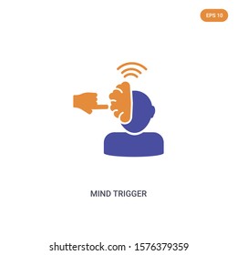 2 Color Mind Trigger Concept Vector Icon. Isolated Two Color Mind Trigger Vector Sign Symbol Designed With Blue And Orange Colors Can Be Use For Web, Mobile And Logo. Eps 10.