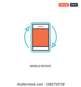 2 color Mobile rotate concept line vector icon. isolated two colored Mobile rotate outline icon with blue and red colors can be use for web, mobile. Stroke line eps 10.