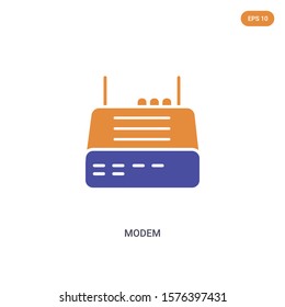 2 color Modem concept vector icon. isolated two color Modem vector sign symbol designed with blue and orange colors can be use for web, mobile and logo. eps 10.