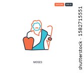 2 color Moses concept line vector icon. isolated two colored Moses outline icon with blue and red colors can be use for web, mobile. Stroke line eps 10.