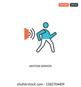 2 color motion sensor concept line vector icon. isolated two colored motion sensor outline icon with blue and red colors can be use for web, mobile. Stroke line eps 10.