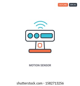 2 color Motion sensor concept line vector icon. isolated two colored Motion sensor outline icon with blue and red colors can be use for web, mobile. Stroke line eps 10.