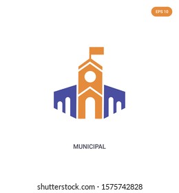 2 color Municipal concept vector icon. isolated two color Municipal vector sign symbol designed with blue and orange colors can be use for web, mobile and logo. eps 10.