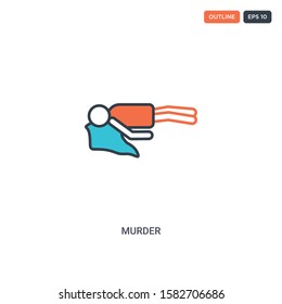 2 color murder concept line vector icon. isolated two colored murder outline icon with blue and red colors can be use for web, mobile. Stroke line eps 10.