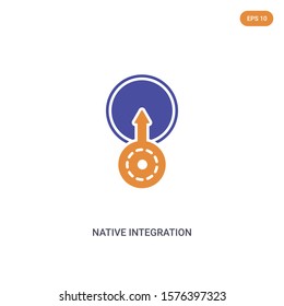 2 color native integration concept vector icon. isolated two color native integration vector sign symbol designed with blue and orange colors can be use for web, mobile and logo. eps 10.