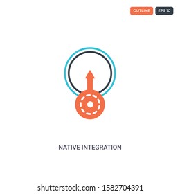2 color native integration concept line vector icon. isolated two colored native integration outline icon with blue and red colors can be use for web, mobile. Stroke line eps 10.