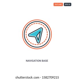 2 color Navigation base concept line vector icon. isolated two colored Navigation base outline icon with blue and red colors can be use for web, mobile. Stroke line eps 10.