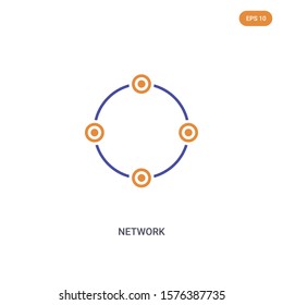 2 color Network concept vector icon. isolated two color Network vector sign symbol designed with blue and orange colors can be use for web, mobile and logo. eps 10.