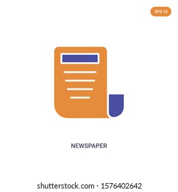 2 color Newspaper concept vector icon. isolated two color Newspaper vector sign symbol designed with blue and orange colors can be use for web, mobile and logo. eps 10.