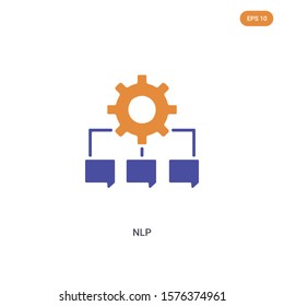 2 color Nlp concept vector icon. isolated two color Nlp vector sign symbol designed with blue and orange colors can be use for web, mobile and logo. eps 10.