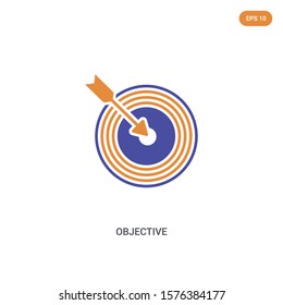 2 color objective concept vector icon. isolated two color objective vector sign symbol designed with blue and orange colors can be use for web, mobile and logo. eps 10.