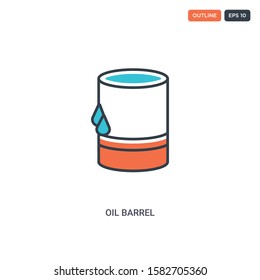 2 color oil barrel concept line vector icon. isolated two colored oil barrel outline icon with blue and red colors can be use for web, mobile. Stroke line eps 10.