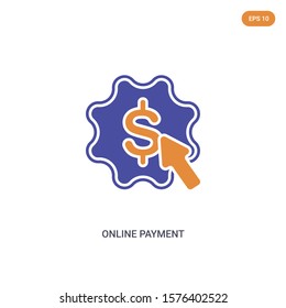 2 color online payment concept vector icon. isolated two color online payment vector sign symbol designed with blue and orange colors can be use for web, mobile and logo. eps 10.