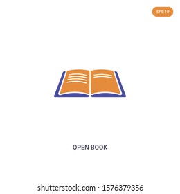 2 color Open book concept vector icon. isolated two color Open book vector sign symbol designed with blue and orange colors can be use for web, mobile and logo. eps 10.