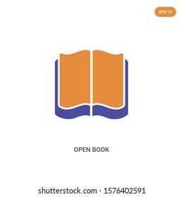 2 color open book concept vector icon. isolated two color open book vector sign symbol designed with blue and orange colors can be use for web, mobile and logo. eps 10.