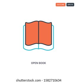 2 color open book concept line vector icon. isolated two colored open book outline icon with blue and red colors can be use for web, mobile. Stroke line eps 10.