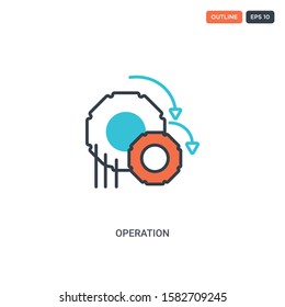 2 color operation concept line vector icon. isolated two colored operation outline icon with blue and red colors can be use for web, mobile. Stroke line eps 10.