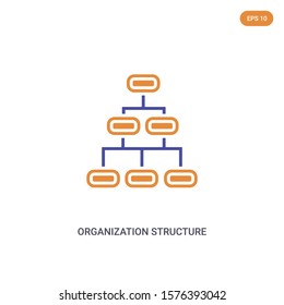 2 color organization structure concept vector icon. isolated two color organization structure vector sign symbol designed with blue and orange colors can be use for web, mobile and logo. eps 10.