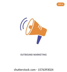 2 color outbound marketing base concept vector icon. isolated two color outbound marketing base vector sign symbol designed with blue and orange colors can be use for web, mobile and logo. eps 10.