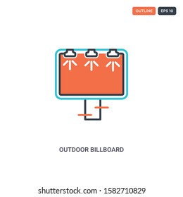 2 color outdoor billboard concept line vector icon. isolated two colored outdoor billboard outline icon with blue and red colors can be use for web, mobile. Stroke line eps 10.