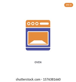 2 color oven concept vector icon. isolated two color oven vector sign symbol designed with blue and orange colors can be use for web, mobile and logo. eps 10.