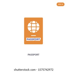 2 color Passport concept vector icon. isolated two color Passport vector sign symbol designed with blue and orange colors can be use for web, mobile and logo. eps 10.