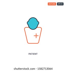 2 color patient concept line vector icon. isolated two colored patient outline icon with blue and red colors can be use for web, mobile. Stroke line eps 10.