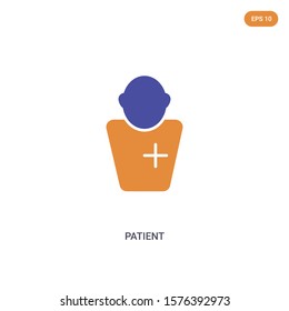 2 Color Patient Concept Vector Icon. Isolated Two Color Patient Vector Sign Symbol Designed With Blue And Orange Colors Can Be Use For Web, Mobile And Logo. Eps 10.