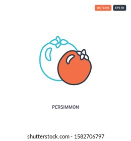 2 color Persimmon concept line vector icon. isolated two colored Persimmon outline icon with blue and red colors can be use for web, mobile. Stroke line eps 10.