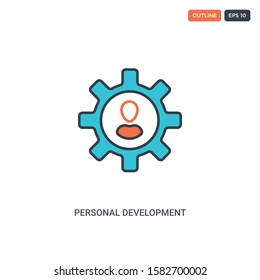 2 color Personal Development concept line vector icon. isolated two colored Personal Development outline icon with blue and red colors can be use for web, mobile. Stroke line eps 10.