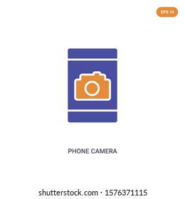 2 color Phone camera concept vector icon. isolated two color Phone camera vector sign symbol designed with blue and orange colors can be use for web, mobile and logo. eps 10.