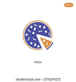 2 color Pizza concept vector icon. isolated two color Pizza vector sign symbol designed with blue and orange colors can be use for web, mobile and logo. eps 10.
