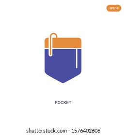 2 color Pocket concept vector icon. isolated two color Pocket vector sign symbol designed with blue and orange colors can be use for web, mobile and logo. eps 10.