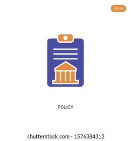 2 color policy concept vector icon. isolated two color policy vector sign symbol designed with blue and orange colors can be use for web, mobile and logo. eps 10.