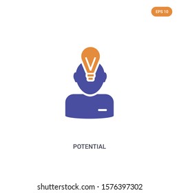 2 color potential concept vector icon. isolated two color potential vector sign symbol designed with blue and orange colors can be use for web, mobile and logo. eps 10.