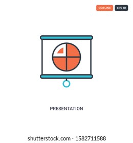 2 color Presentation concept line vector icon. isolated two colored Presentation outline icon with blue and red colors can be use for web, mobile. Stroke line eps 10.