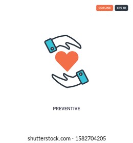 2 color Preventive concept line vector icon. isolated two colored Preventive outline icon with blue and red colors can be use for web, mobile. Stroke line eps 10.