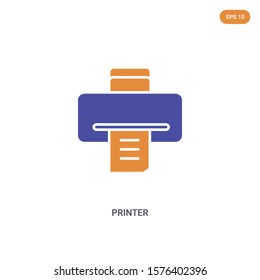 2 color Printer concept vector icon. isolated two color Printer vector sign symbol designed with blue and orange colors can be use for web, mobile and logo. eps 10.