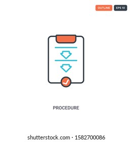 2 color Procedure concept line vector icon. isolated two colored Procedure outline icon with blue and red colors can be use for web, mobile. Stroke line eps 10.
