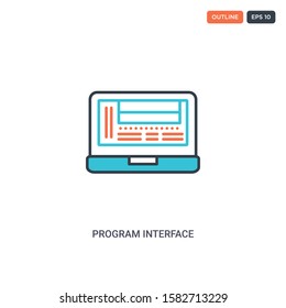 2 color Program Interface concept line vector icon. isolated two colored Program Interface outline icon with blue and red colors can be use for web, mobile. Stroke line eps 10.